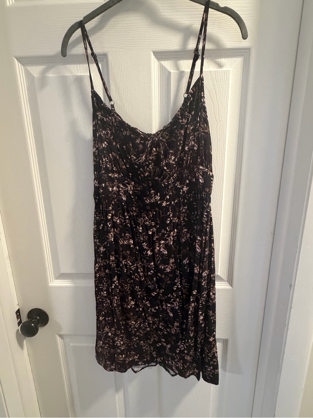 Banana Republic Black Mini Dress with Beige Floral Print